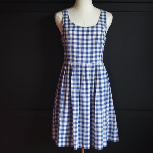 Icone | Sleeveless Blue & White Gingham Dress - Picture 1 of 7